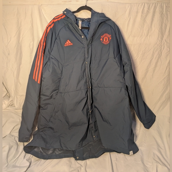 Adidas Manchester United Blue Parka Stadium Jacket 2022-23. Men's XXL. - Picture 2 of 7